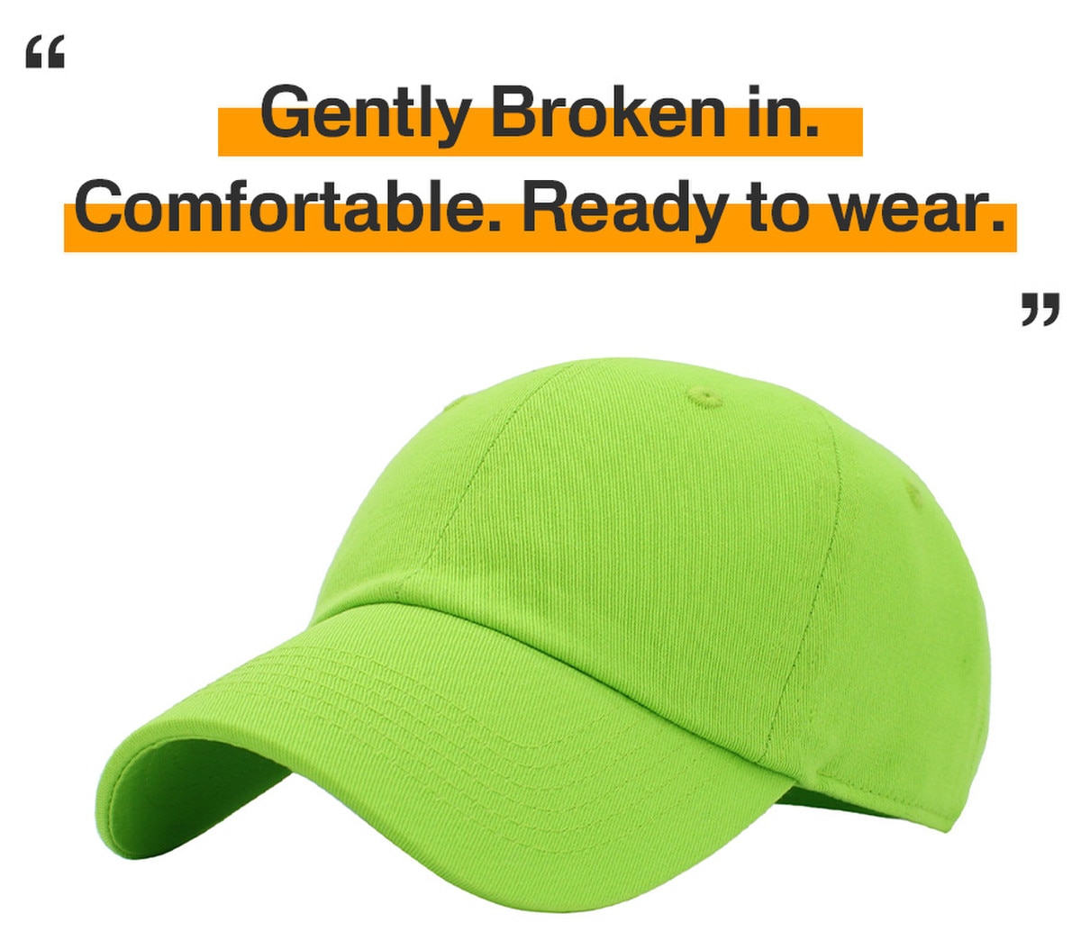 Lime Low Profile Baseball Caps Front Side View